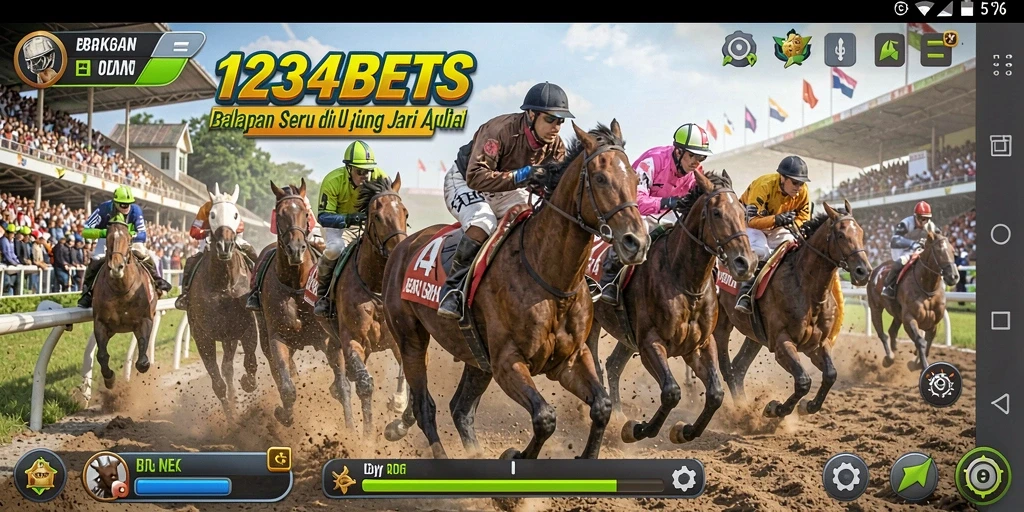 Gameplay mendebarkan di balapan 1234BETS.