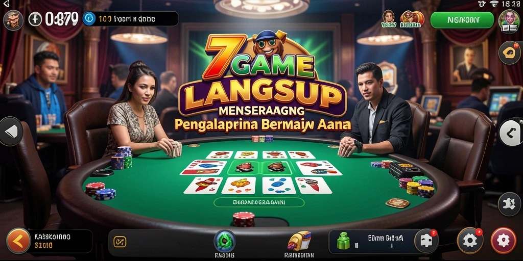 Screenshot gameplay 7GAME menampilkan dealer langsung dan suasana kasino.