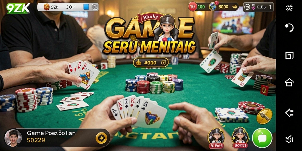 Tampilan gameplay seru Poker di aplikasi 9ZK.