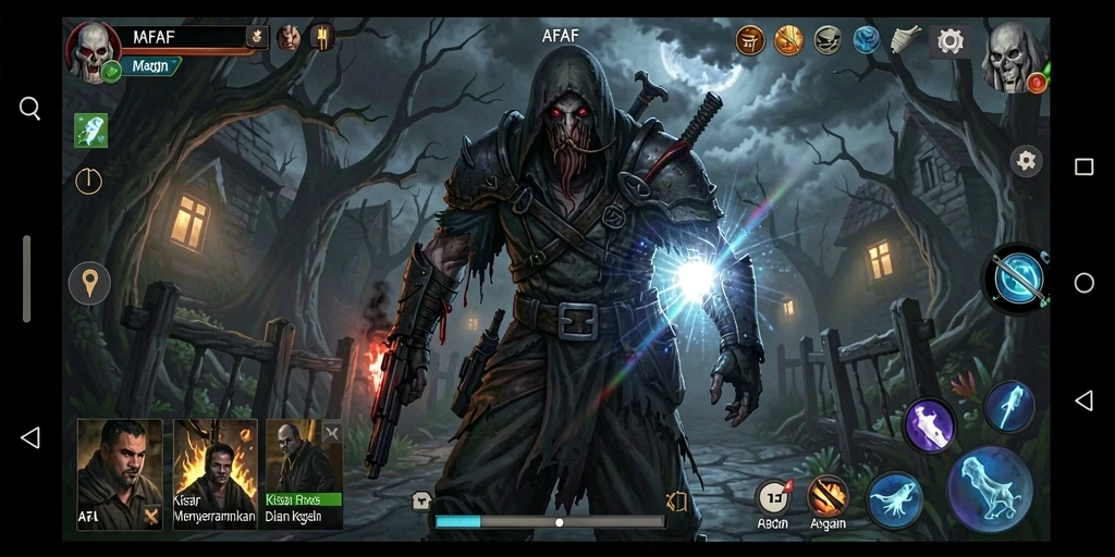 Tangkapan layar menampilkan suasana mencekam dalam game AFAF.