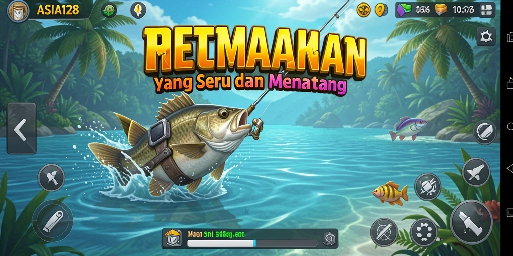 Menangkap ikan besar di tengah pemandangan yang indah.