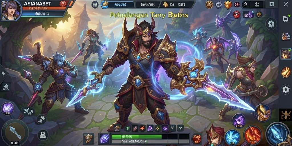 Tampilan gameplay ASIANABET dengan aksi pertarungan seru dan karakter menarik.