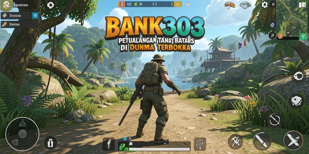 Gambar menunjukkan momen epik dalam petualangan BANK303 di dunia terbuka.
