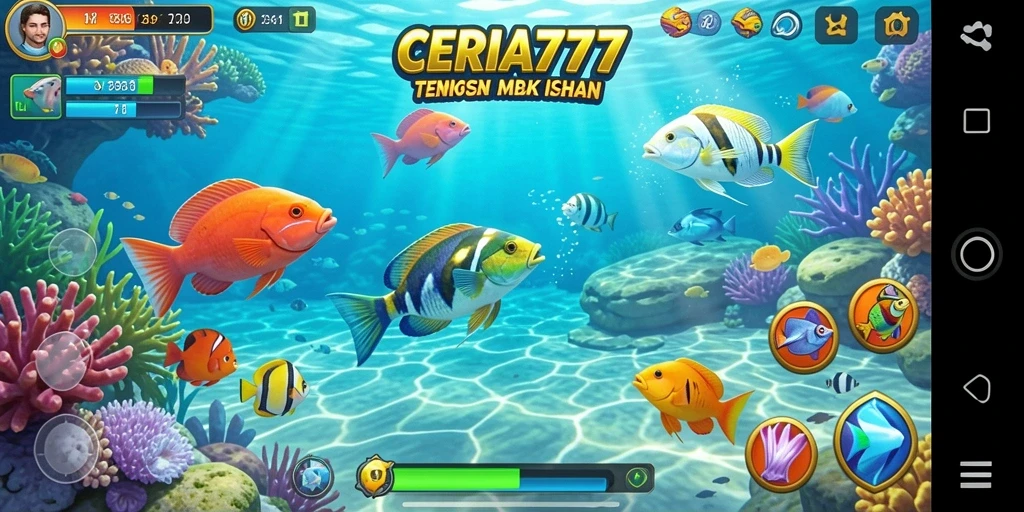 Tampilan gameplay menembak ikan yang seru dan berwarna-warni.