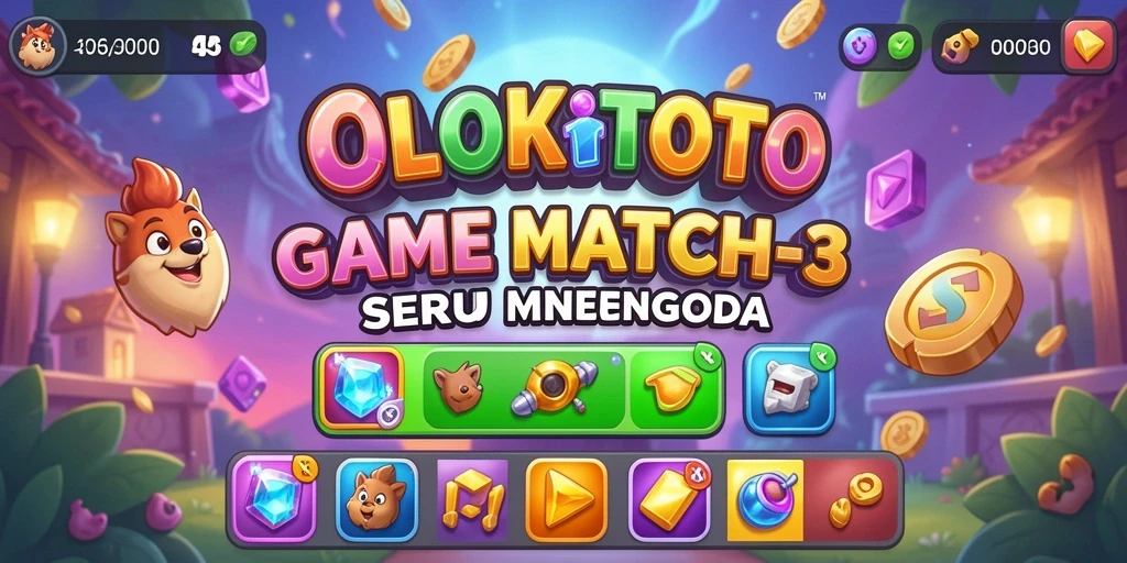 Tampilkan momen seru gameplay COLOKTOTO saat menyelesaikan level Match-3.