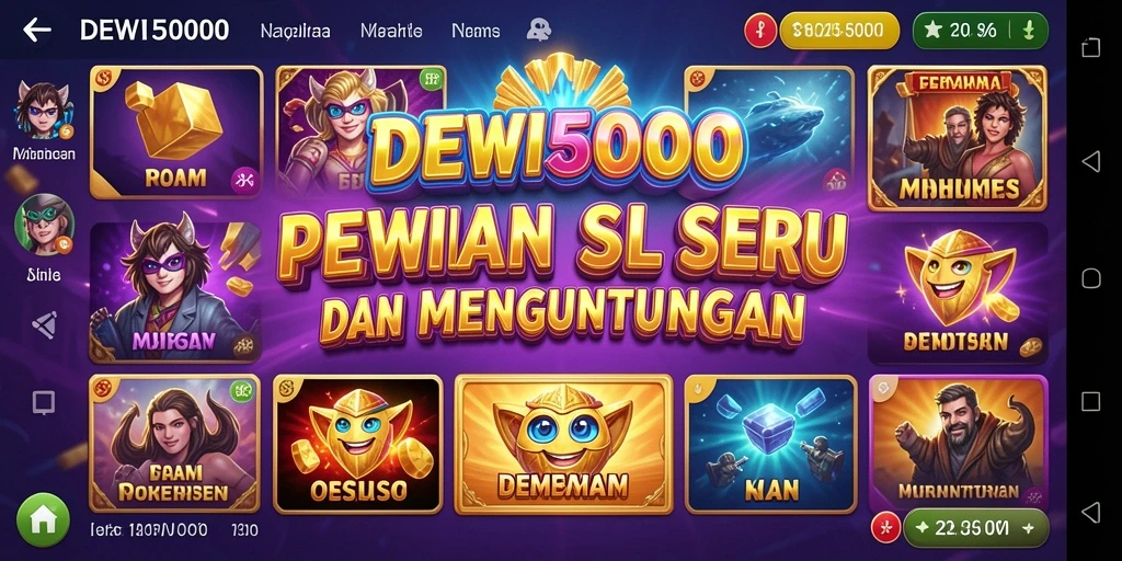 Tampilan menarik dari gameplay DEWI5000 saat memutar gulungan Slot.
