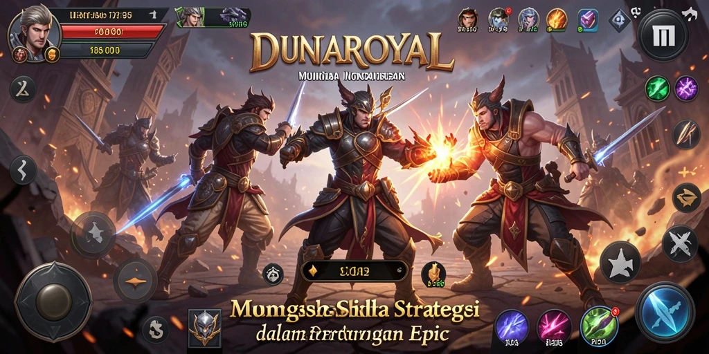 Screenshot gameplay DUNIAROYAL yang menampilkan pertempuran strategi yang mendebarkan.
