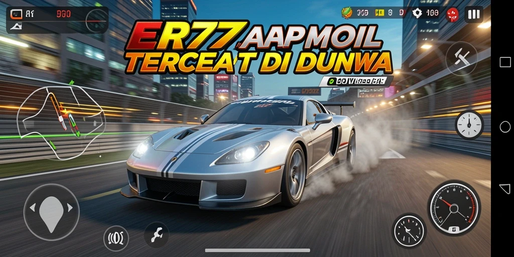 Gameplay mendebarkan dengan mobil balap yang cepat dan trek menantang.