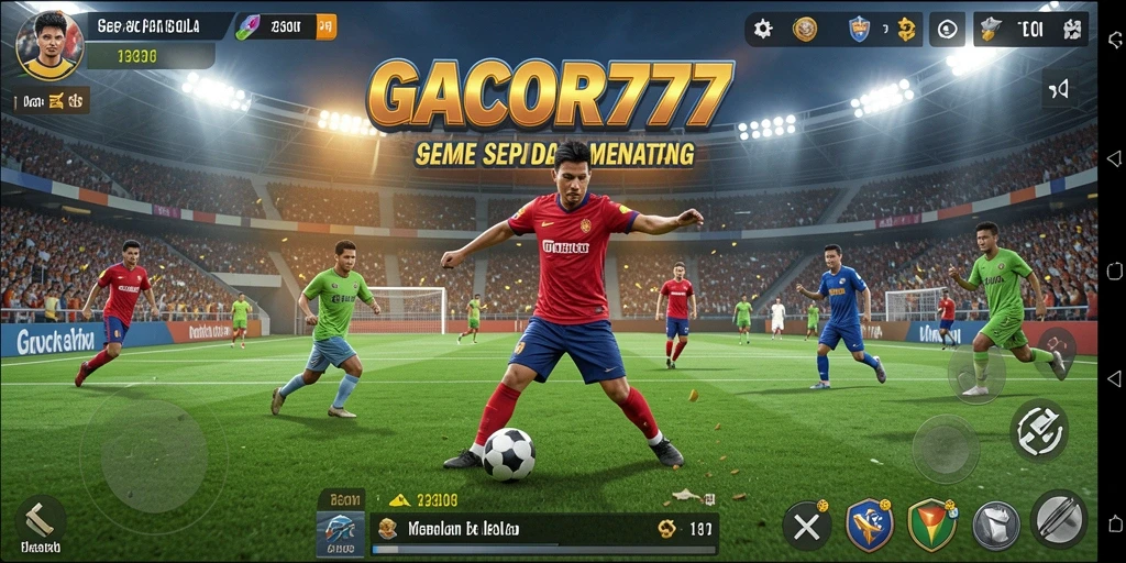 Tampilan gameplay GACOR777 yang mendebarkan dan penuh aksi sepak bola.