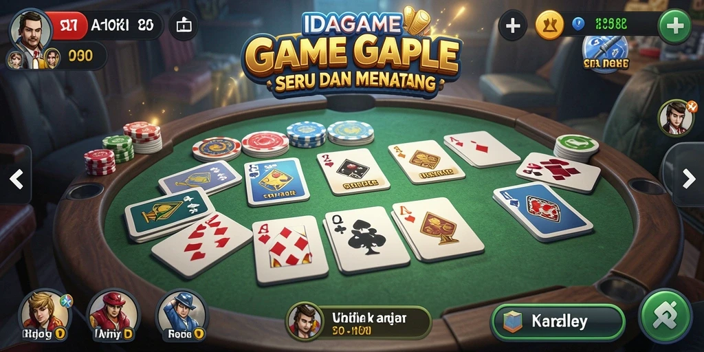 Screenshot utama IDAGAME menunjukkan gameplay Gaple yang seru dan interaktif.