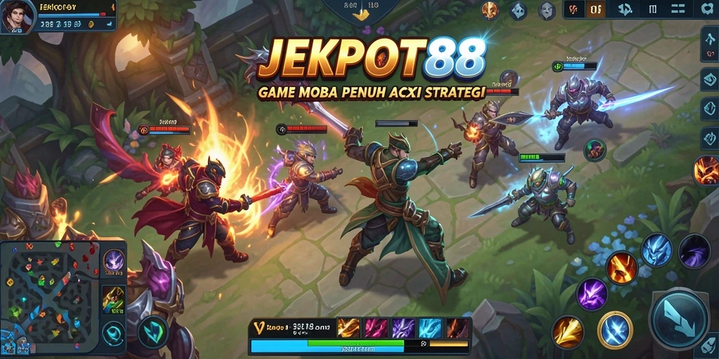 Gameplay seru JEKPOT88 dengan pertarungan tim yang strategis.