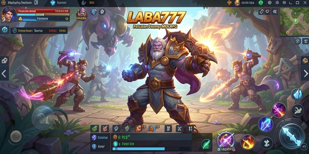 Tangkapan layar utama LABA777 menampilkan pertarungan seru dalam dunia MMORPG.