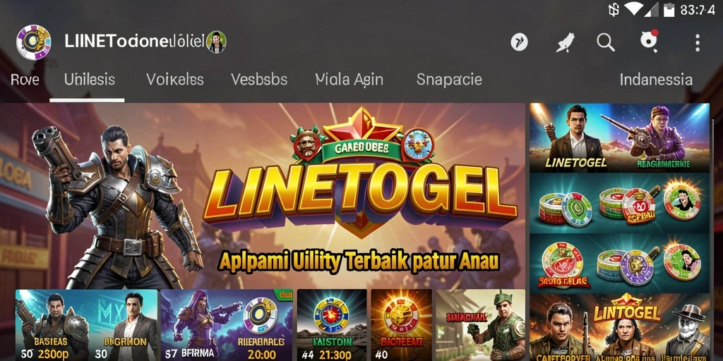 Tangkapan layar fitur utama LINETOGEL yang menonjolkan antarmuka pengguna.
