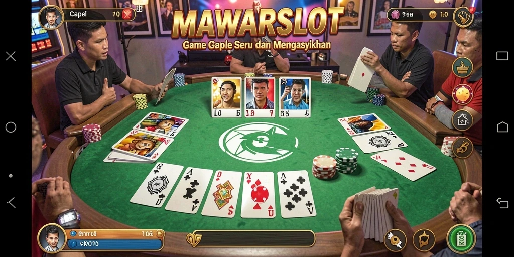 Tampilan gameplay seru MAWARSLOT dengan para pemain menikmati permainan Gaple.