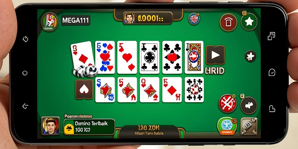 Screenshot gameplay seru dari MEGA111 yang menunjukkan keseruan permainan Domino.