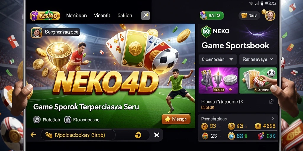 Menampilkan tampilan antarmuka pengguna NEKO4D dalam taruhan olahraga.