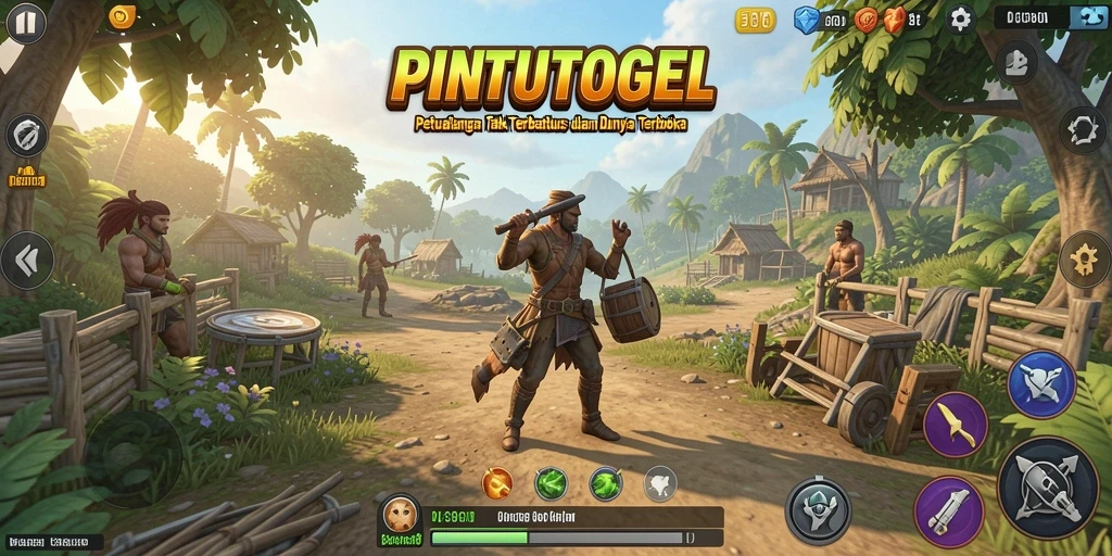 Screenshot PINTUTOGEL menampilkan aksi seru di dunia terbuka.