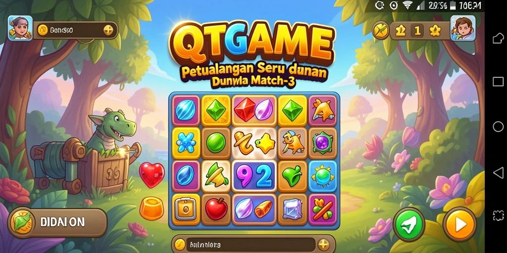 Tampilan gameplay QTGAME yang seru dengan aksi Match-3.