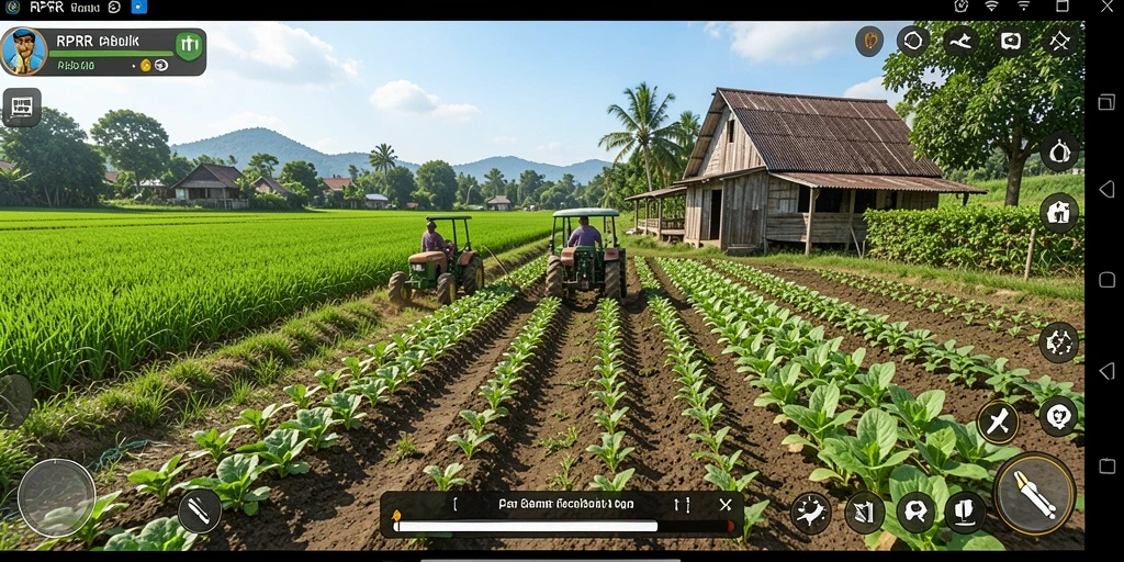 Tampilan gameplay RPRR yang menarik dengan aktivitas bertani.