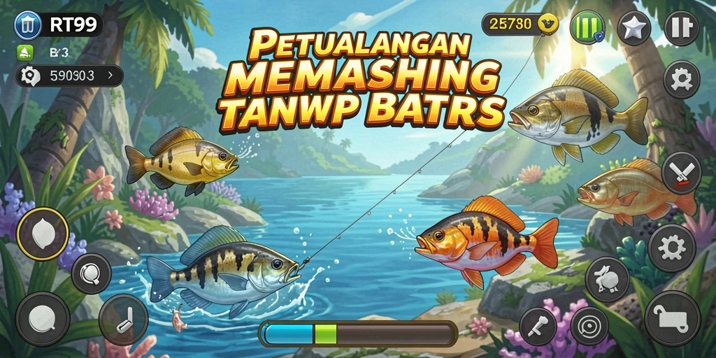 Tampilan gameplay seru di RT99 dengan aksi memancing yang mendebarkan.