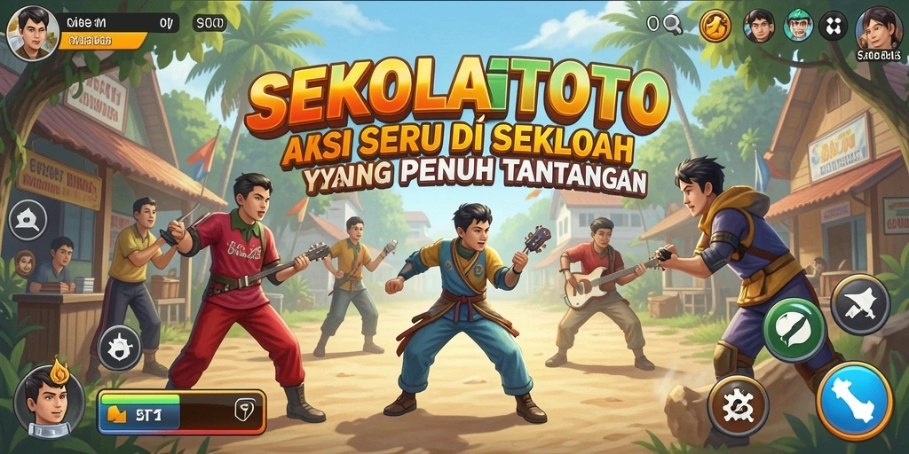 Tampilan seru gameplay SEKOLAHTOTO di sekolah dengan berbagai aksi menegangkan.