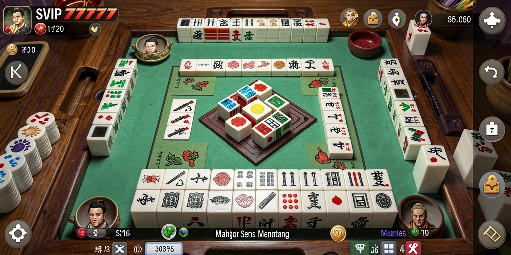 Screenshot gameplay SVIP777 yang menunjukkan momen seru saat bermain Mahjong.